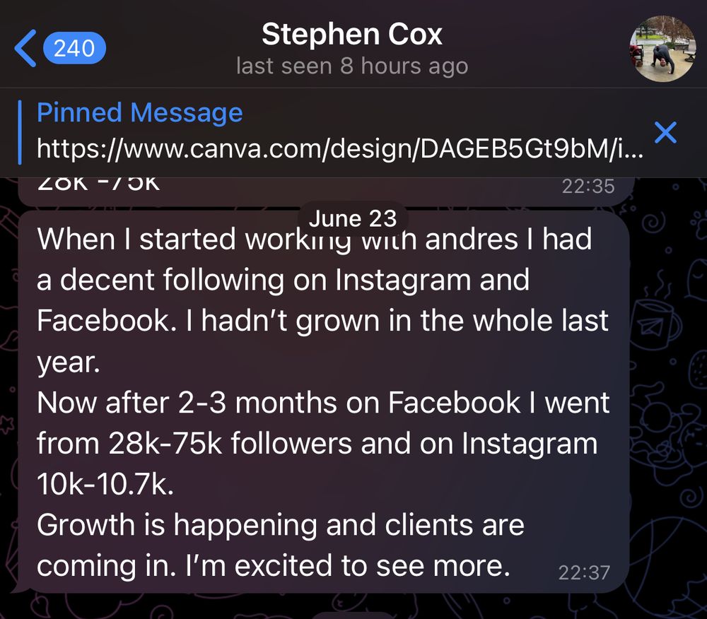 Stephen Cox Facebook growth.